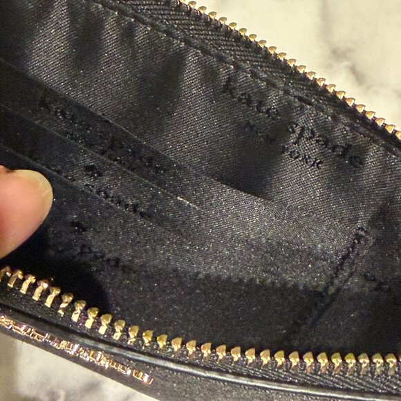Kate Spade Lucy Black Glitter Medium L-Zip Wristlet • NWT+ with Shopping Bag - Picture 5 of 9